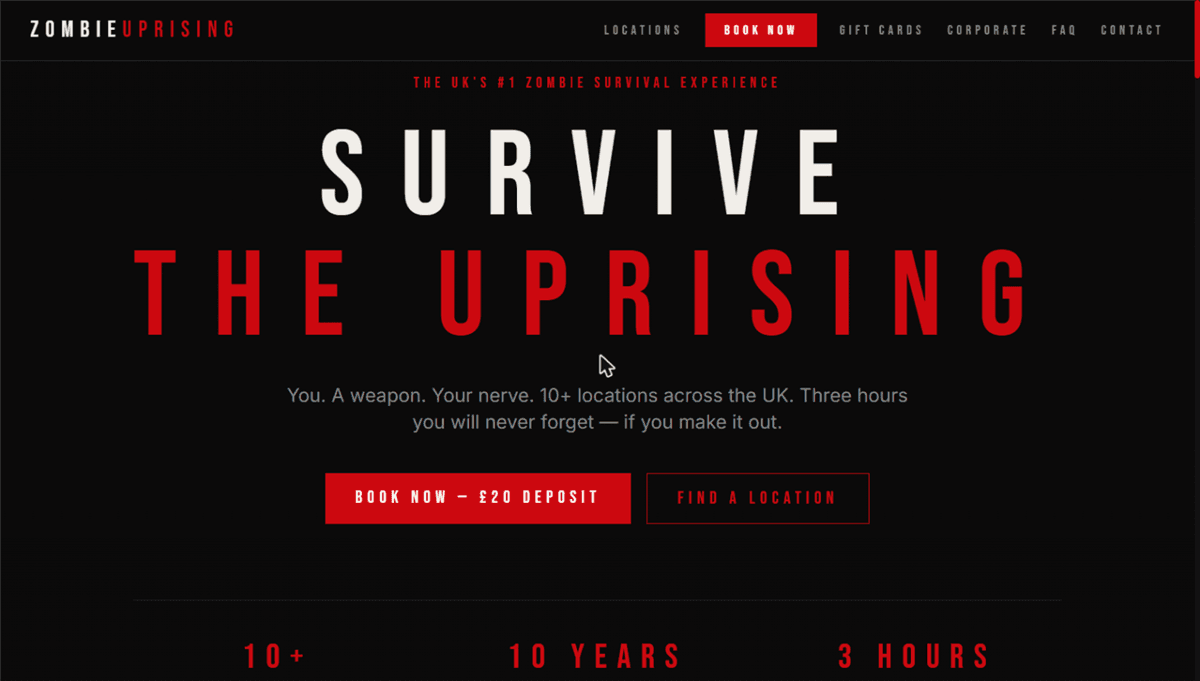 Zombie Uprising website screenshot